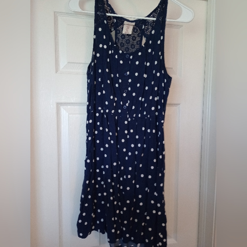 Navy Polka Dot Sleeveless Dress